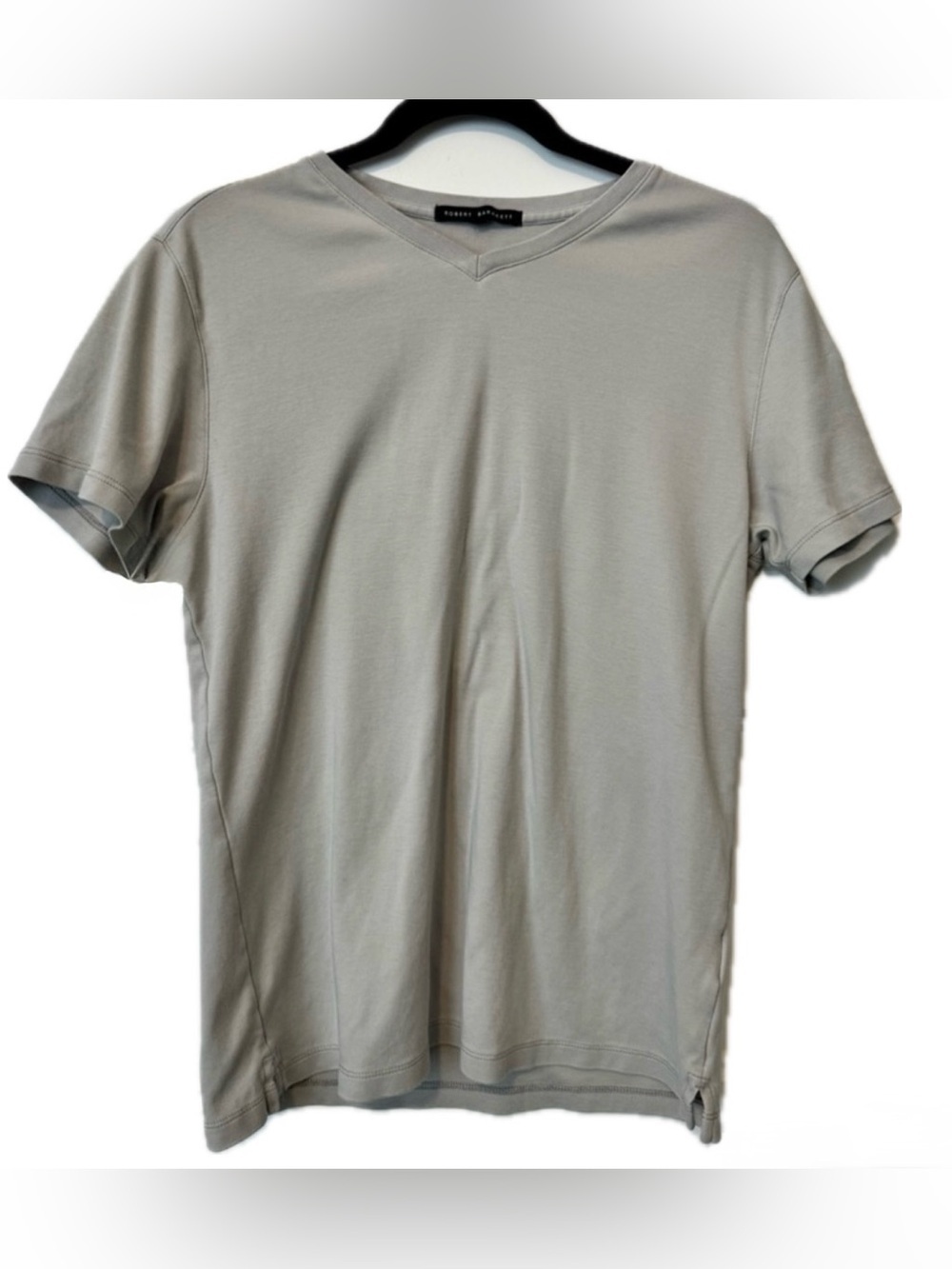 Robert Barakett V Neck T Shirt Mens Small Gray Pima Cotton Soft Luxury Tee